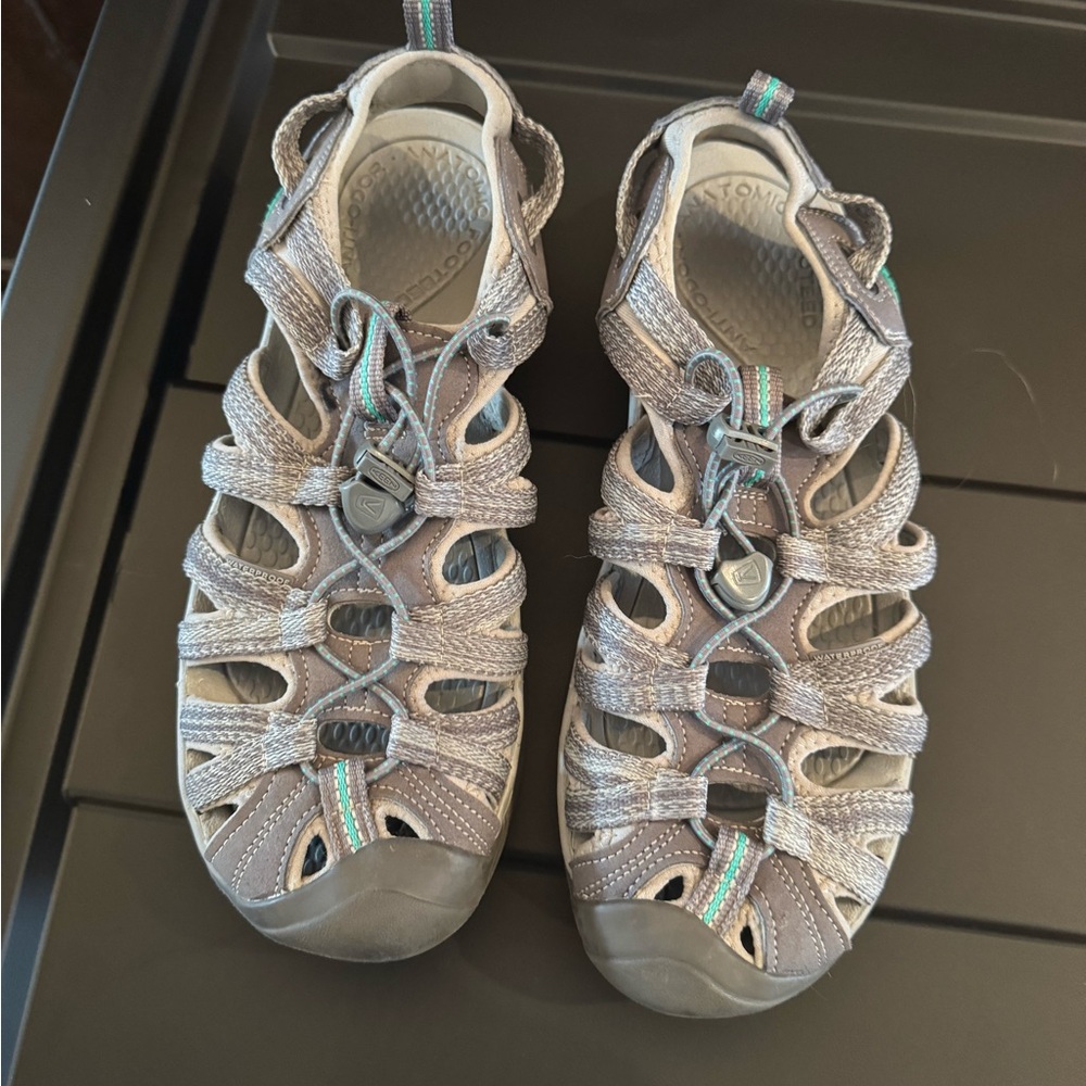 Keen Gray Sandals with Teal Accents